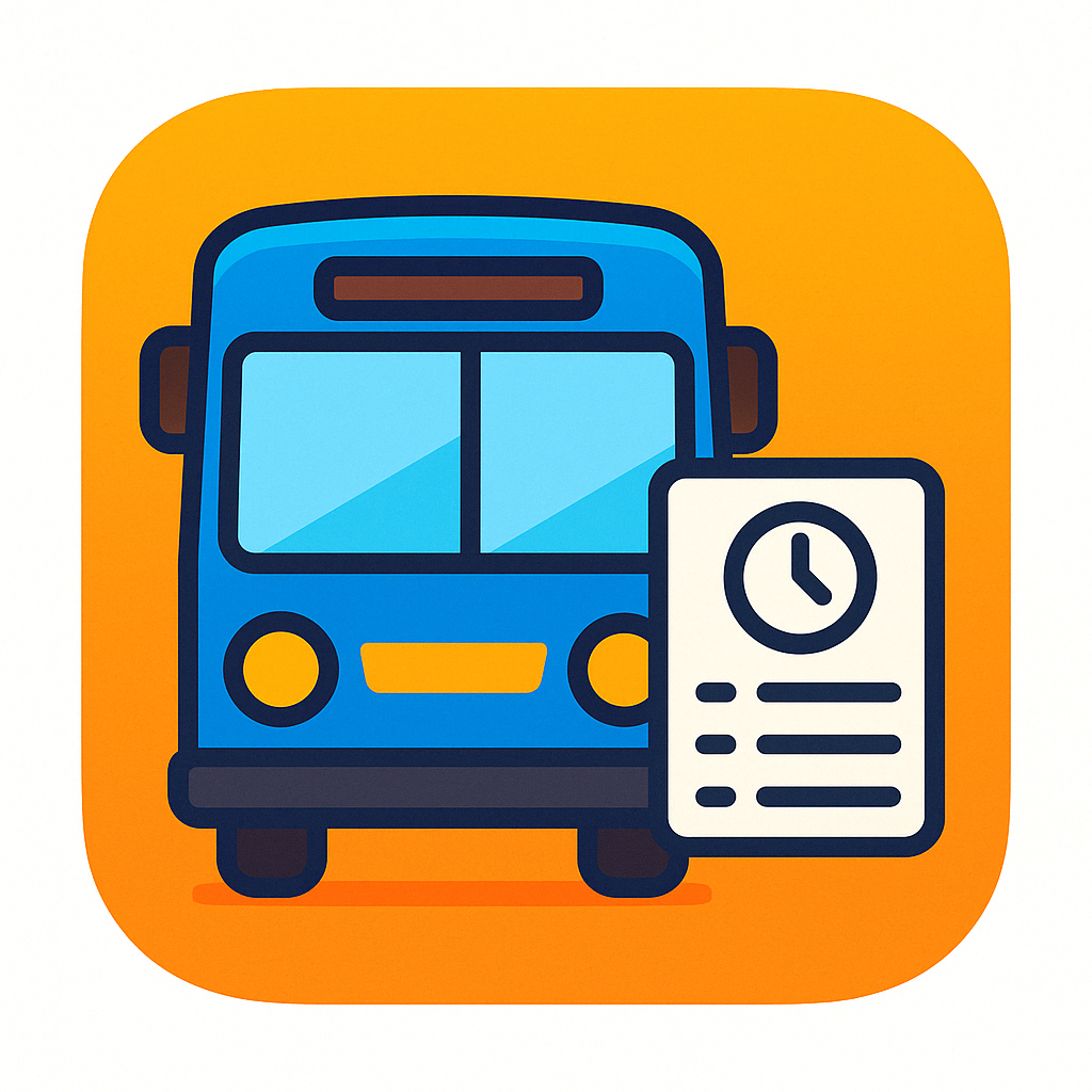 App-Symbol des Fahrplan-Assistenten mit einem Bus und einem Fahrplan